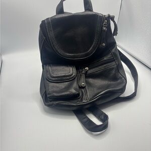 Elegant Black Leather Backpack